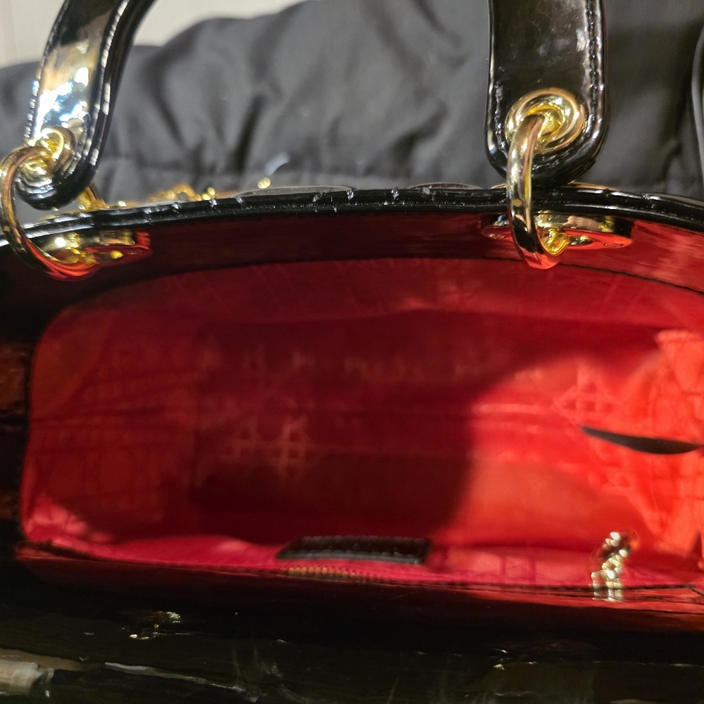 Dior Black and Gold Patent Leather Clutch - Picture 9 of 14